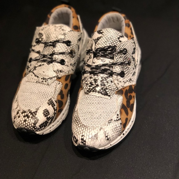 Snake print & leopard wedge tennis shoes - Picture 2 of 4
